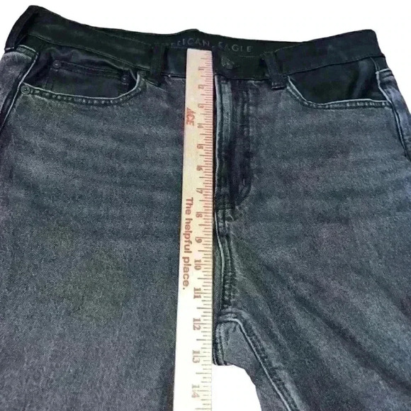 American Eagle Sz‎ 14 Jeans Straight Leg Faux Leather Trim Stretch - Picture 9 of 16